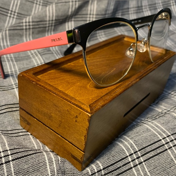 Prada Matte Black and Silver Eyeglass Frames PR 63TV size 52-19 - Picture 4 of 13